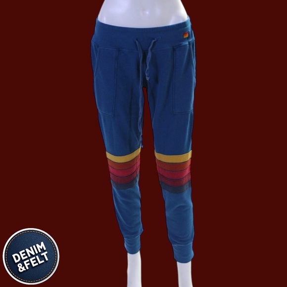 Aviator Nation Women’s Moto Stripe Sweatpants/Joggers | Color: Blue | PRELOVED💙 - Picture 1 of 13